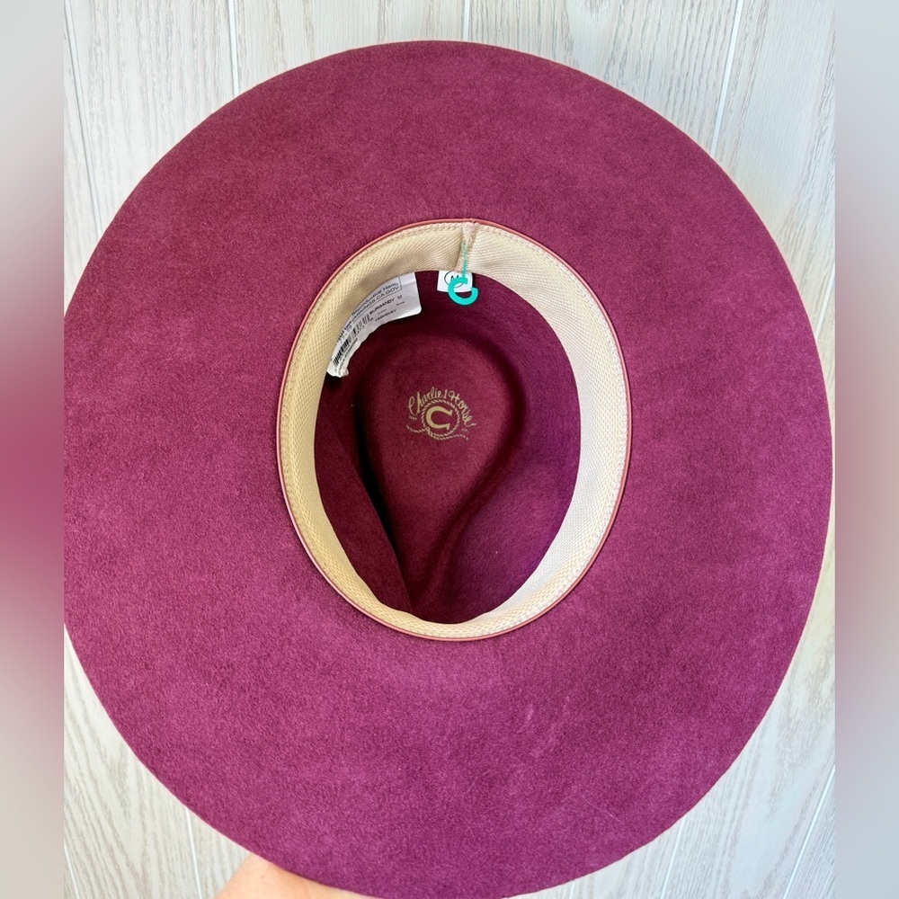 Charlie 1 Horse “Highway” Wool Felt Hat – Burgundy – Size M – NWT - Picture 4 of 5